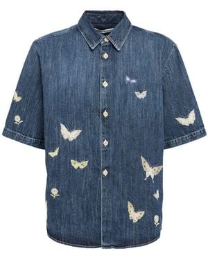 Our Legacy Herren Denimhemd Mit Print „Beyond“ - Blau