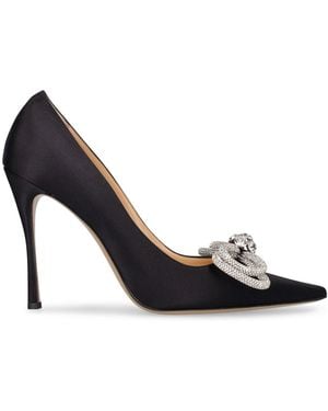 Mach & Mach 110mm Hohe Pumps Aus Satin "double Bow" - Schwarz