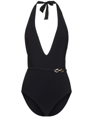 Tory Burch Jessa V-neck One Piece Swimsuit - Black