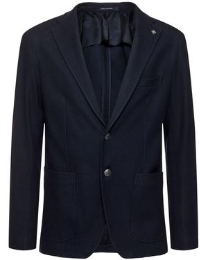 Tagliatore Herren Blazer Aus Baumwolljersey - Blau