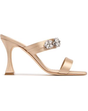 Manolo Blahnik Persan サテンサンダル 90mm - ナチュラル