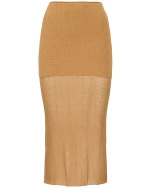 WeWoreWhat Cotton Blend Knit Midi Skirt - Natural