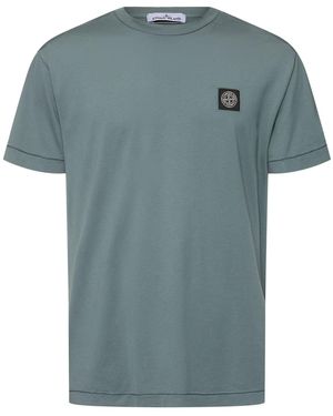 Stone Island Logo Cotton T-shirt - ブルー