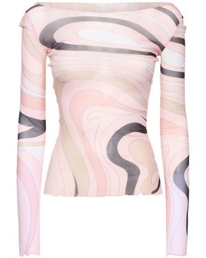 Emilio Pucci プリントチュール 長袖トップス - ピンク