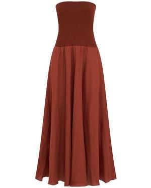 Johanna Ortiz Light And Sound Strapless Long Dress - Red