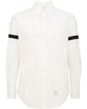 Thom Browne Herren Klassisches Hemd Mit Schwarzen Armbändern - Weiß