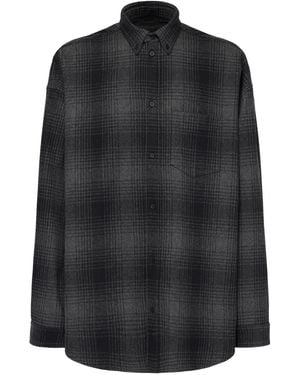 Balenciaga Oversize Checked Shirt - Black