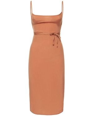Anemos The Km Stretch Cupro Blend Midi Dress - Brown