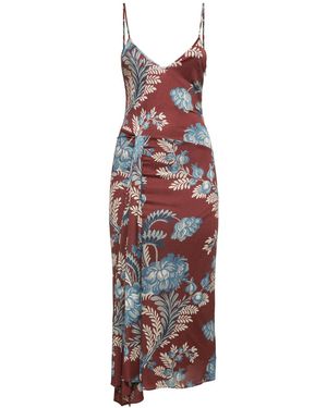 Etro Draped Printed Viscose Long Dress - Red