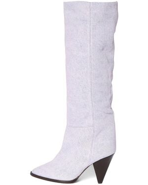 Isabel Marant 90mm Stiefel Aus Denim "ririo-gb" - Weiß