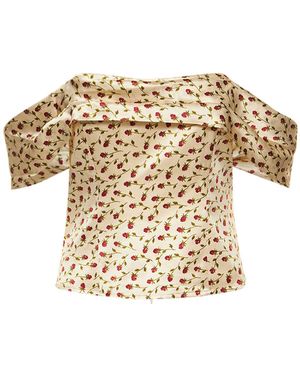 Reformation Oberteil Aus Seidensatin Mit Lux-aufdruck - Weiß