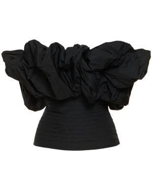 Elie Saab Taft-oberteil Mit Schulterfreien Puffärmeln - Schwarz