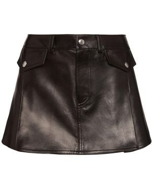 McQueen レザーミニスカート - ブラック