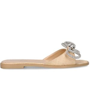 Mach & Mach 10mm Hohe Sandalen Aus Raffia "double Bow" - Natur