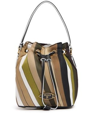 Emilio Pucci Iride Nylon Bucket Bag Unique - White