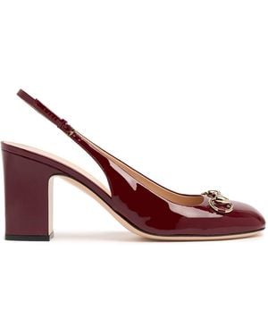 Gucci Horsebit レザースリングバックパンプス 75mm - レッド