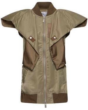 Sacai Nylon Twill Vest - Green