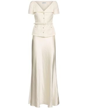 Self-Portrait Maxikleid Aus Krepp - Natur