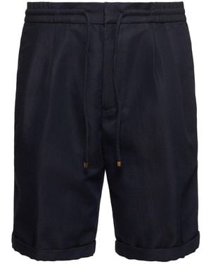 Brunello Cucinelli Cotton & Linen Bermuda Shorts - Blue
