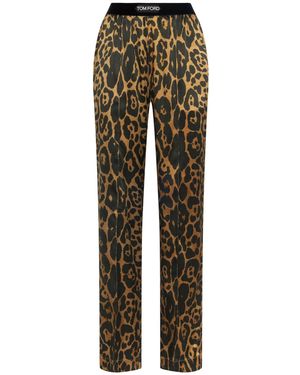 Tom Ford Stretch Silk Trouser With Animalier Print in