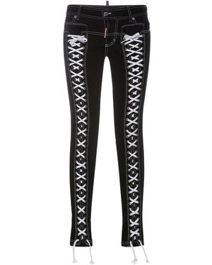 DSquared² Denim Lace-Up Skinny Trousers - Black