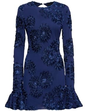 ROTATE BIRGER CHRISTENSEN 3d Mesh Long Sleeved Mini Dress - Blue