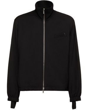 Helmut Lang Zip-Up Wool Bomber Jacket - Black