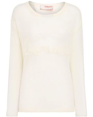 Fiorucci Logo Acrylic Blend Knit Jumper - Natural