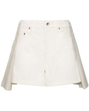Sacai Shorts Aus Denim Und Wollmelton - Weiß