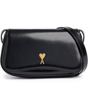 Ami Paris Damen Mini Paris Paris Brushed Leather Bag - Schwarz