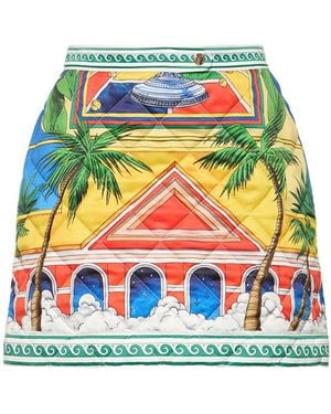 CASABLANCA Printed Satin Quilted Mini Skirt - White