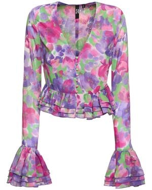 ROTATE BIRGER CHRISTENSEN Cropped-Bluse Mit Blumen-Print - Pink