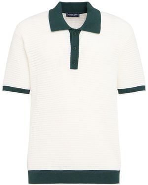 Frescobol Carioca Herren Poloshirt Mit Häkelei „Vidal“ - Weiß