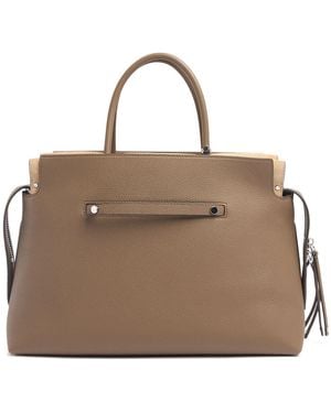 Tory Burch Large Mercer ペブルドレザーサッチェルバッグ - ブラウン