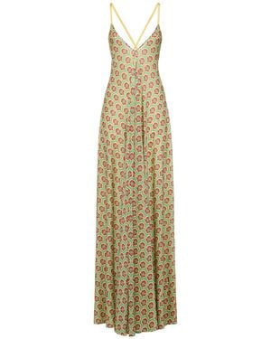 Etro Printed Viscose Long Dress - Metallic