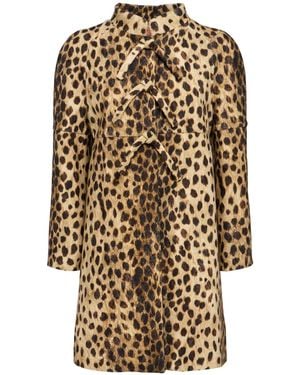 Valentino Damen Wollmantel Mit Leopardenmuster Und Schleife - Mehrfarbig