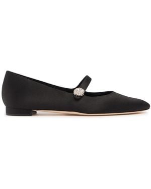 Manolo Blahnik Marijana サテンフラットシューズ 10mm - ブラック