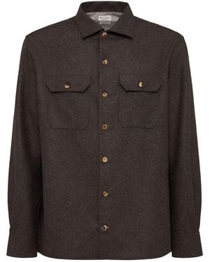 Brunello Cucinelli Wool Flannel Overshirt - Black