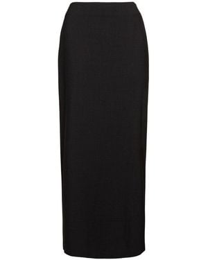 Loulou Studio Samos Wool Blend Knit Long Skirt - Black