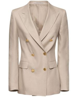 Tagliatore 0205 Herren Zweireihiger Blazer Aus Wolle „J Parigi“ - Natur