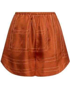 TOTEME Monogram Silk Pyjama Shorts - Orange