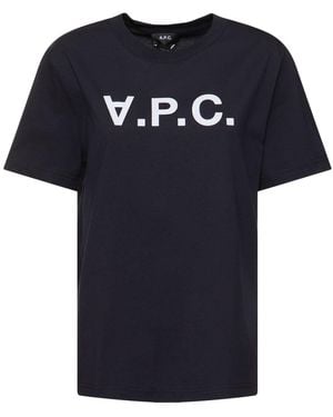 A.P.C. T-shirt Aus Bio-baumwolljersey Mit Druck - Blau