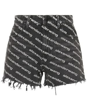 Alexander Wang Bite Jeans-Shorts Mit Logo-Print - Grau