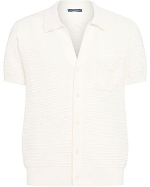 Frescobol Carioca Herren Gehäkeltes Poloshirt „César“ - Weiß