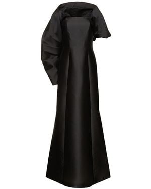 Alberta Ferretti Square Neck Satin Long Dress - Black