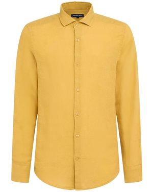 Frescobol Carioca Herren Langärmeliges Shirt Aus Leinen „Antonio“ - Gelb