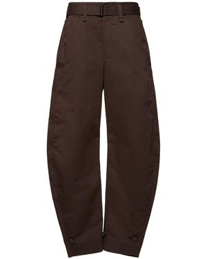 Lemaire Cotton Blend Twill Wide Leg Trousers Dark - Brown