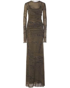 Blumarine Langes Kleid Aus Stretch-techno - Mehrfarbig