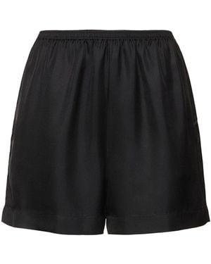 Loulou de Saison Arl Elastic Waistband Silk Shorts - Black