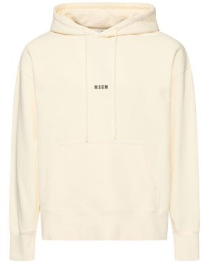 MSGM Micro Logo Print French Terry Sweatshirt - Natural